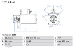 ELECTROMOTOR BOSCH 0 986 022 121 - Compatibil cu FORD, FORD AUSTRALIA, FORD USA, MAZDA