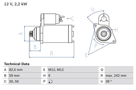 ELECTROMOTOR BOSCH 0 986 022 460 - Compatibil cu VW