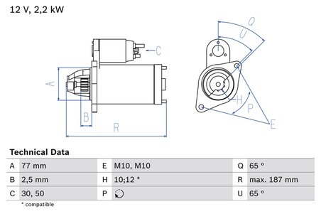 ELECTROMOTOR BOSCH 0 986 022 720 - Compatibil cu MITSUBISHI