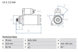ELECTROMOTOR BOSCH 0 986 023 220 - Compatibil cu HYUNDAI, KIA
