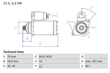 ELECTROMOTOR BOSCH 0 986 023 220 - Compatibil cu HYUNDAI, KIA