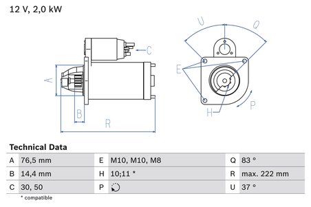 Electromotor BOSCH 0 986 023 530
