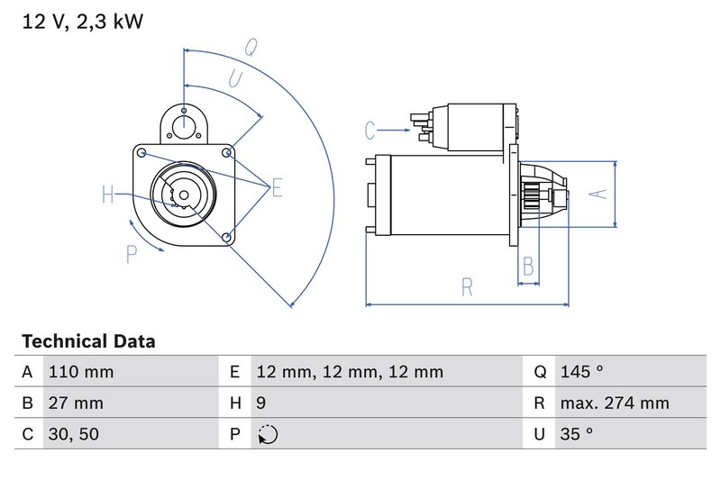 ELECTROMOTOR BOSCH 0 986 023 860 - Compatibil cu VW