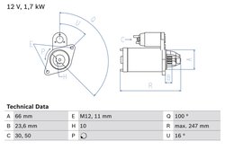 ELECTROMOTOR BOSCH 0 986 024 030 - Compatibil cu AUDI