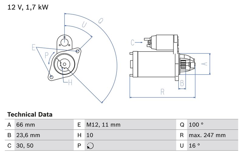 ELECTROMOTOR BOSCH 0 986 024 030 - Compatibil cu AUDI