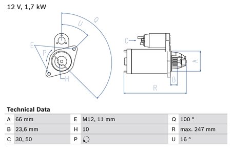 ELECTROMOTOR BOSCH 0 986 024 030 - Compatibil cu AUDI