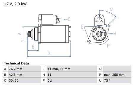 ELECTROMOTOR BOSCH 0 986 024 360 - Compatibil cu AUDI, SEAT, SKODA, VW