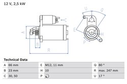 ELECTROMOTOR BOSCH 0 986 025 160 - Compatibil cu AUDI, PORSCHE
