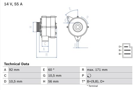 ALTERNATOR BOSCH 0 986 033 740 - Compatibil cu MERCEDES-BENZ