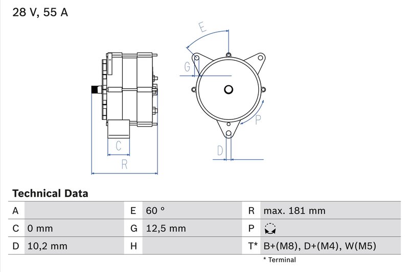 ALTERNATOR BOSCH 0 986 037 410 - Compatibil cu DAF, MAN, MERCEDES-BENZ