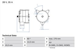 ALTERNATOR BOSCH 0 986 037 440 - Compatibil cu MAN, MERCEDES-BENZ, SAAB