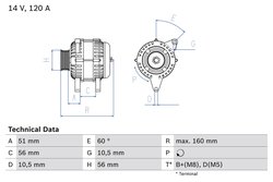 Alternator BOSCH 0 986 039 250