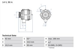 ALTERNATOR BOSCH 0 986 039 860 - Compatibil cu MERCEDES-BENZ