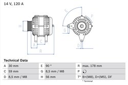 Alternator BOSCH 0 986 040 350