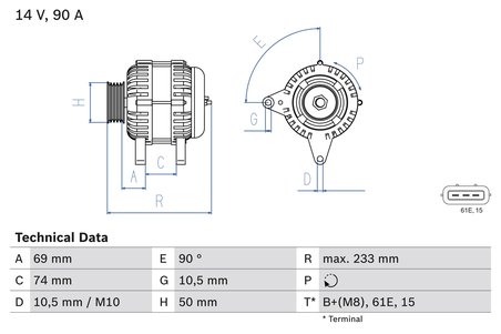 Alternator BOSCH 0 986 040 390