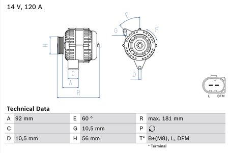 ALTERNATOR BOSCH 0 986 042 550 - Compatibil cu MERCEDES-BENZ