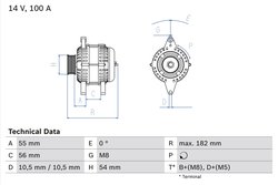 ALTERNATOR BOSCH 0 986 042 740 - Compatibil cu CHEVROLET, HOLDEN, OPEL, VAUXHALL