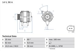 ALTERNATOR BOSCH 0 986 044 300 - Compatibil cu AUDI, SKODA, VW