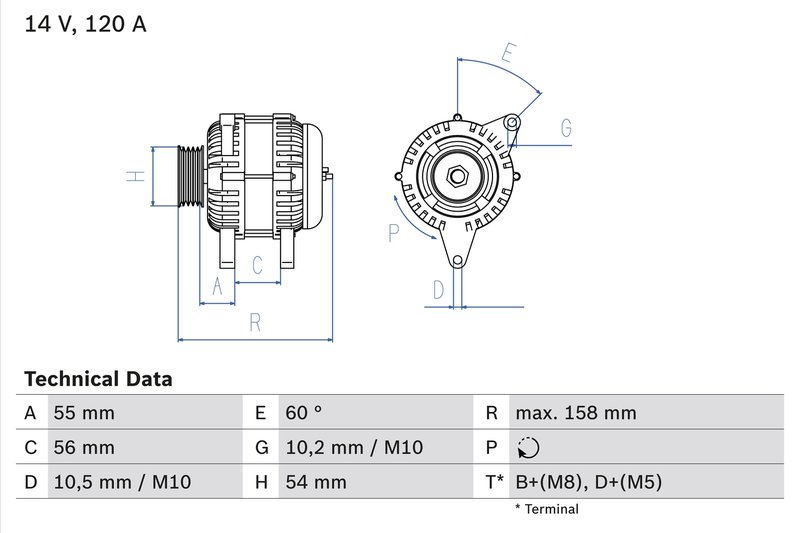 ALTERNATOR BOSCH 0 986 044 410 - Piesa auto compatibila cu mai multe marci