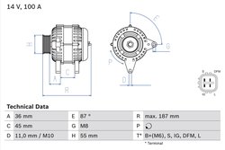 ALTERNATOR BOSCH 0 986 046 120 - Compatibil cu TOYOTA