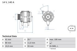 ALTERNATOR BOSCH 0 986 046 210 - Compatibil cu FIAT, IVECO, UAZ