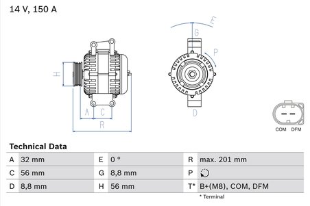 ALTERNATOR BOSCH 0 986 046 300 - Compatibil cu MERCEDES-BENZ