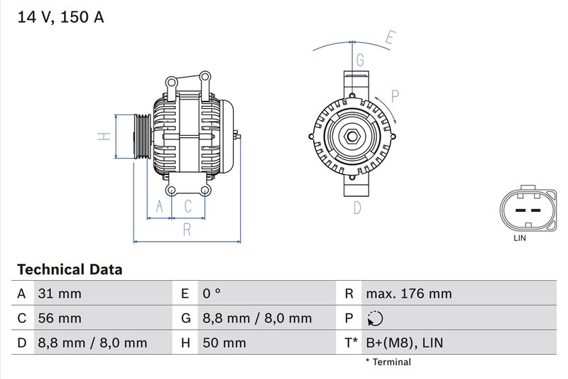 ALTERNATOR BOSCH 0 986 047 150 - Compatibil cu MERCEDES-BENZ, MERCEDES-BENZ (BBDC)