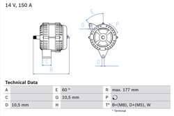 ALTERNATOR BOSCH 0 986 047 210 - Compatibil cu JOHN DEERE, MERCEDES-BENZ