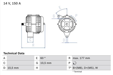 ALTERNATOR BOSCH 0 986 047 210 - Compatibil cu JOHN DEERE, MERCEDES-BENZ