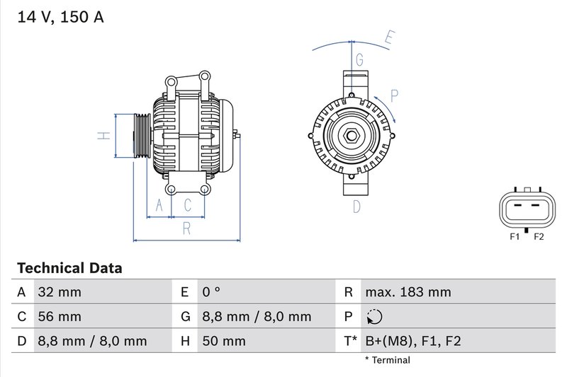 ALTERNATOR BOSCH 0 986 047 460 - Compatibil cu CHRYSLER