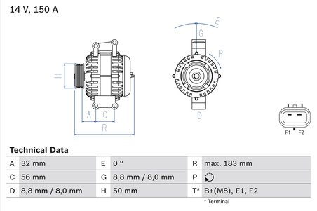 ALTERNATOR BOSCH 0 986 047 460 - Compatibil cu CHRYSLER