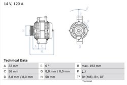 ALTERNATOR BOSCH 0 986 047 660 - Compatibil cu JEEP