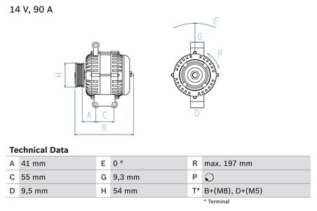 ALTERNATOR BOSCH 0 986 048 771 - Compatibil cu ALFA ROMEO, CITROEN, FIAT, LANCIA, OPEL, PEUGEOT, SUBARU, SUZUKI, VAUXHALL