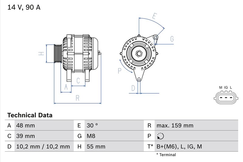 ALTERNATOR BOSCH 0 986 049 211 - Compatibil cu TOYOTA