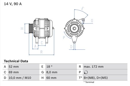 ALTERNATOR BOSCH 0 986 080 030 - Compatibil cu CITROEN, FIAT, PEUGEOT