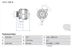 ALTERNATOR BOSCH 0 986 080 370 - Compatibil cu OPEL, VAUXHALL