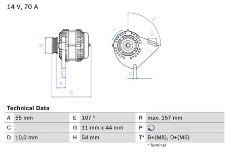 ALTERNATOR BOSCH 0 986 080 490 - Compatibil cu FIAT, LANCIA