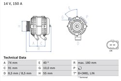 ALTERNATOR BOSCH 0 986 080 810 - Compatibil cu FORD, VOLVO, VOLVO (CHANGAN)
