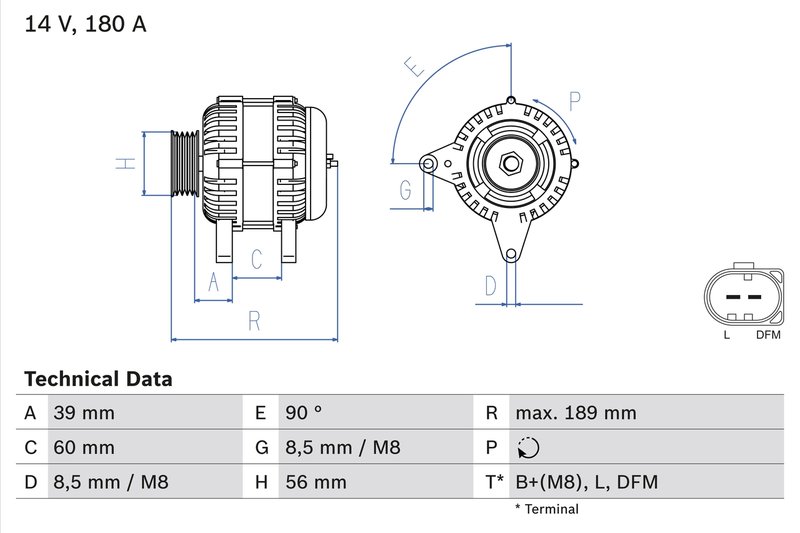 ALTERNATOR BOSCH 0 986 081 230 - Compatibil cu DODGE, SKODA, VW