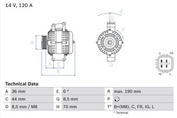 ALTERNATOR BOSCH 0 986 082 050 - Compatibil cu HONDA