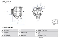 ALTERNATOR BOSCH 0 986 082 220 - Compatibil cu FORD, FORD (CHANGAN), FORD AUSTRALIA