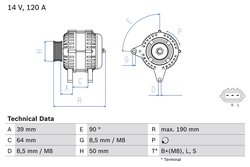 ALTERNATOR BOSCH 0 986 082 440 - Compatibil cu NISSAN, NISSAN (DFAC)