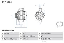 ALTERNATOR BOSCH 0 986 082 500 - Compatibil cu MERCEDES-BENZ