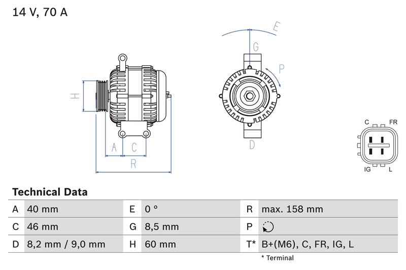 ALTERNATOR BOSCH 0 986 082 800 - Compatibil cu HONDA, HONDA (DONGFENG)