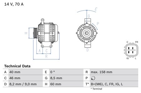 ALTERNATOR BOSCH 0 986 082 800 - Compatibil cu HONDA, HONDA (DONGFENG)