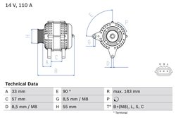 ALTERNATOR BOSCH 0 986 082 730 - Compatibil cu NISSAN