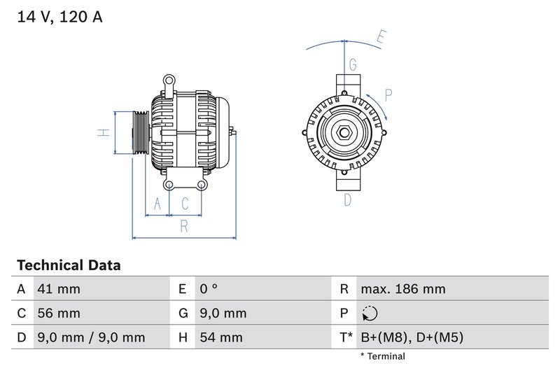 ALTERNATOR BOSCH 0 986 083 250 - Compatibil cu FIAT, PEUGEOT