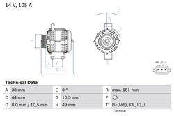 ALTERNATOR BOSCH 0 986 084 240 - Compatibil cu MINI