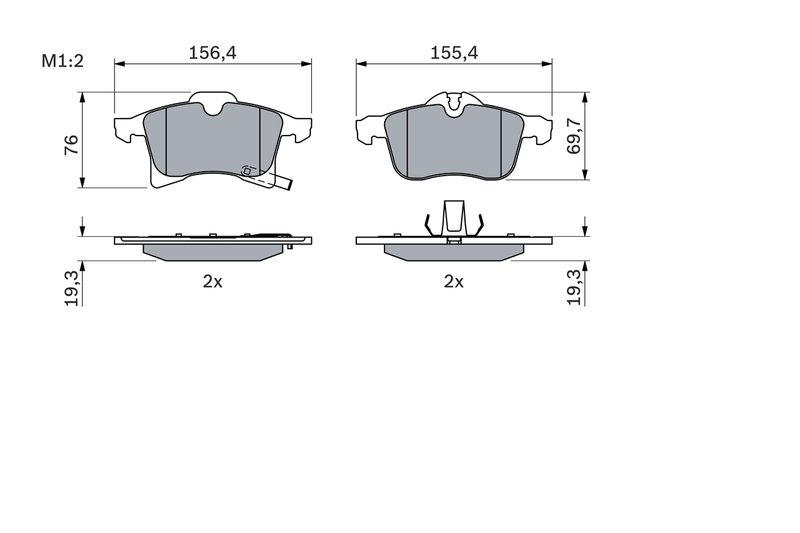SET PLACUTE FRANA BOSCH 0 986 424 707 - Compatibil cu CHEVROLET, HOLDEN, OPEL, VAUXHALL