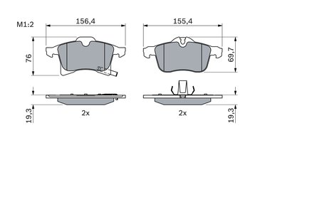 SET PLACUTE FRANA BOSCH 0 986 424 707 - Compatibil cu CHEVROLET, HOLDEN, OPEL, VAUXHALL